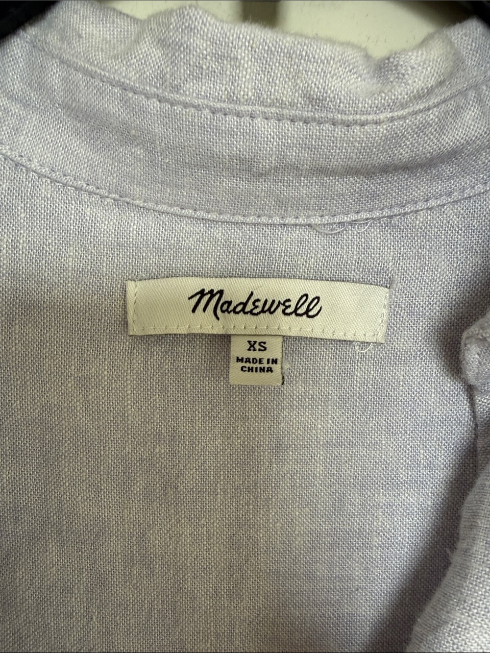 Madewell Lavender Short Sleeve Linen-Blend Top - Picture 3 of 8